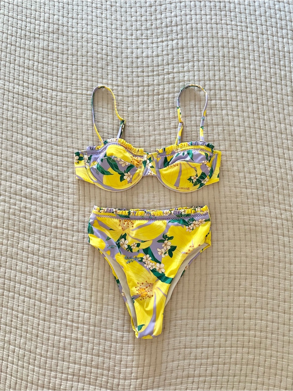 FARM Rio Pietra Floral Bikini Set Size M Top/ XS High-Waisted Bottoms